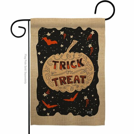 PATIO TRASERO 13 x 18.5 in. Eerie Trick or Treat Garden Flag with Fall Halloween Double-Sided  Vertical Flags PA3873027